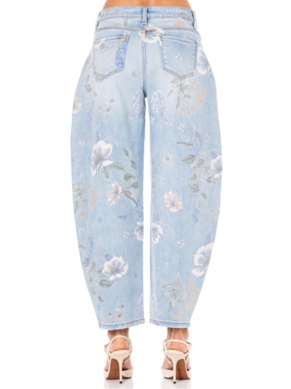 SM250 | Faded Floral Barrel Leg Jeans - Picture 5 of 5